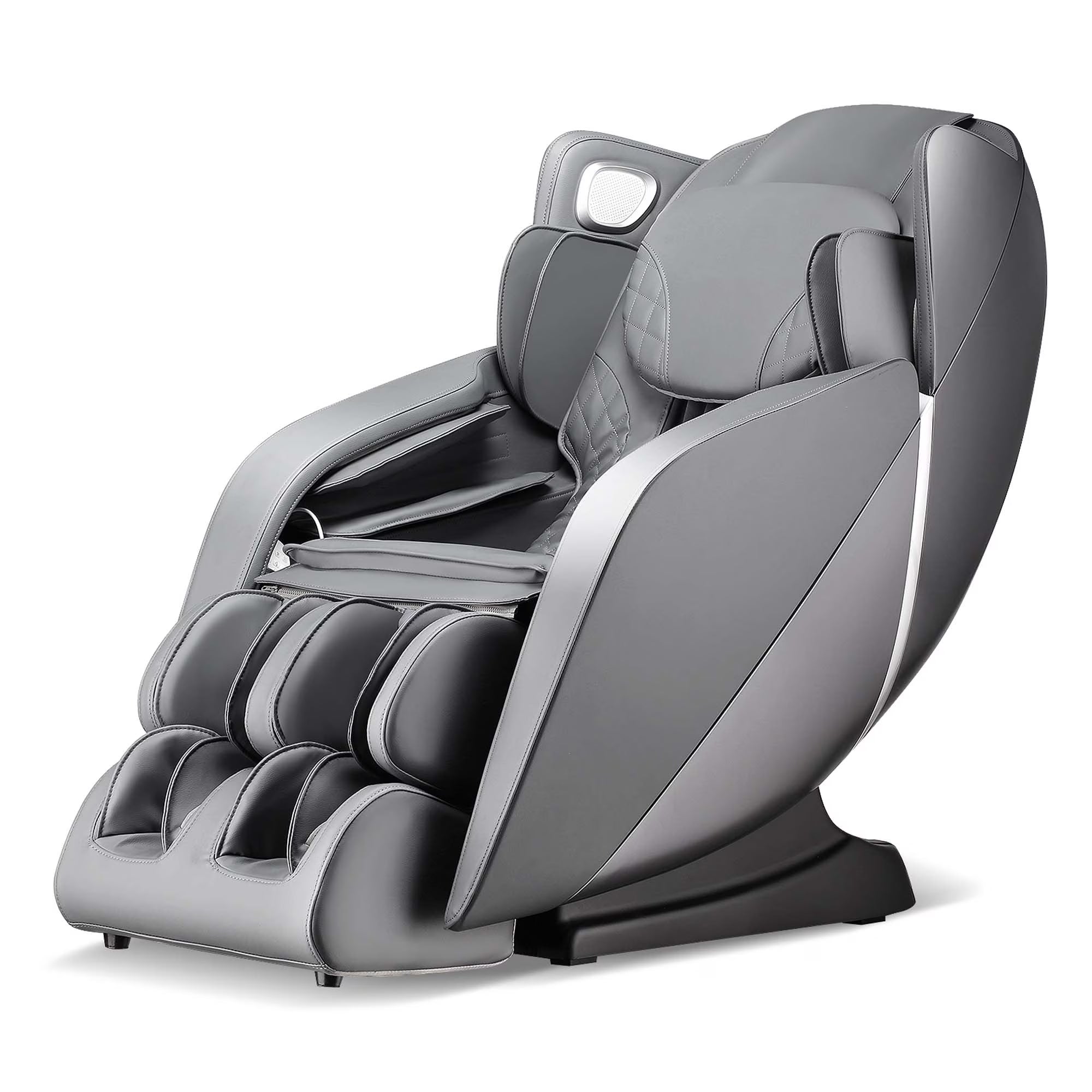 Full Body Massage Chair with Voice Control Heat Foot Roller Gray